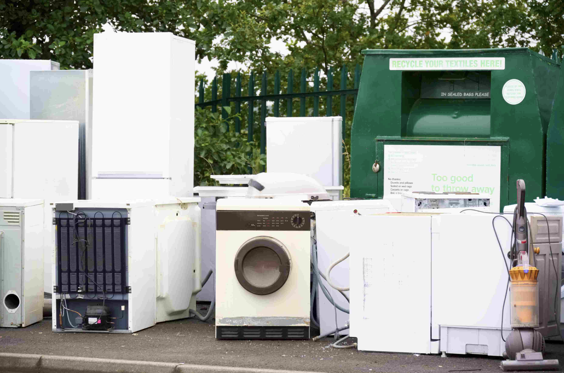 Old appliances ready for removal and recycling