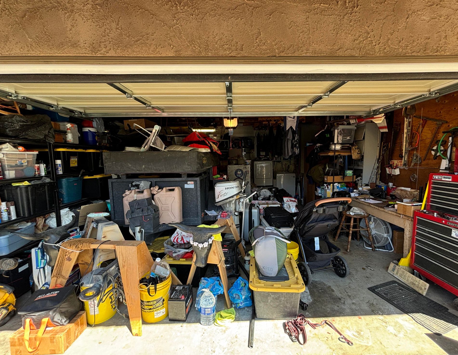 Cluttered garage needing cleanout service